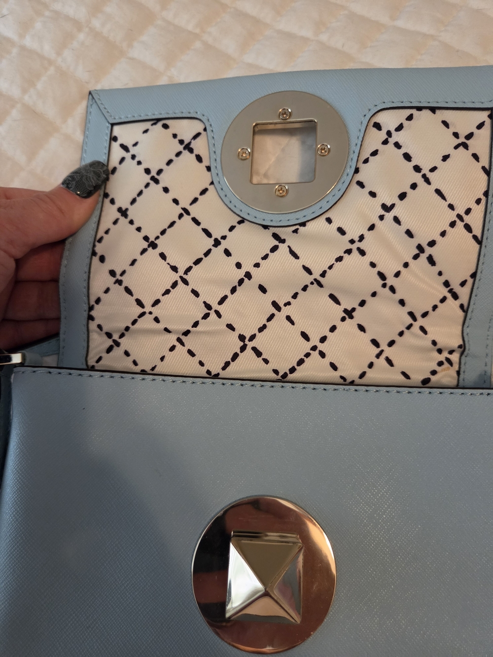 kate spade Light Blue Crossbody Bag with Silver Star Emblem - Picture 3 of 6